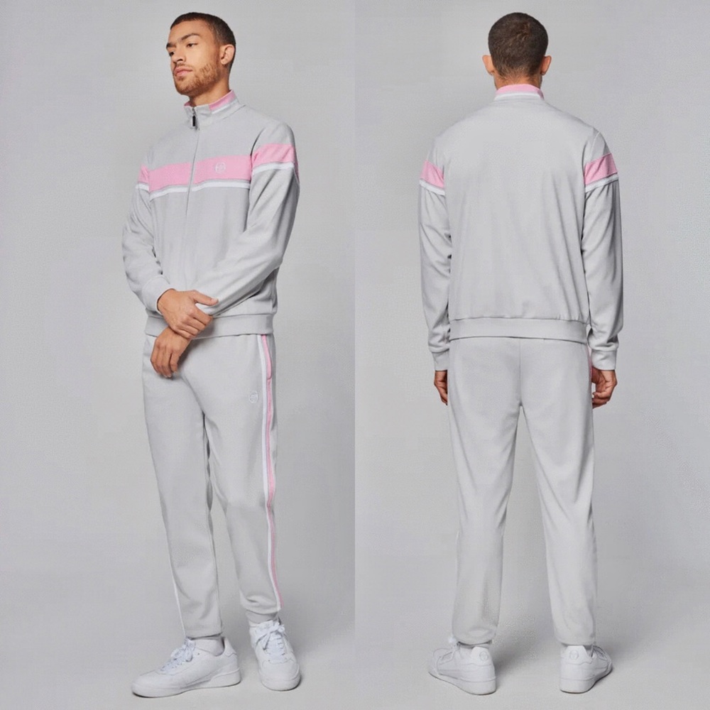 Men’s Sergio Tacchini Lt Grey | Pink | White Casual Tracksuit NWT